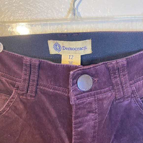 Democracy AbSolution Maroon Stretch High Rise Flare Bootcut Velvet Pants 12 - Picture 10 of 11